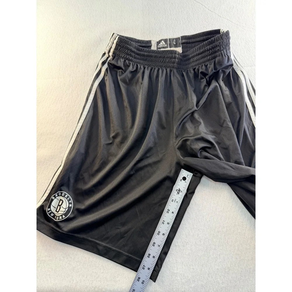 Adidas Brooklyn Nets Basketball Shorts Black White Striped Mens Large Climalite